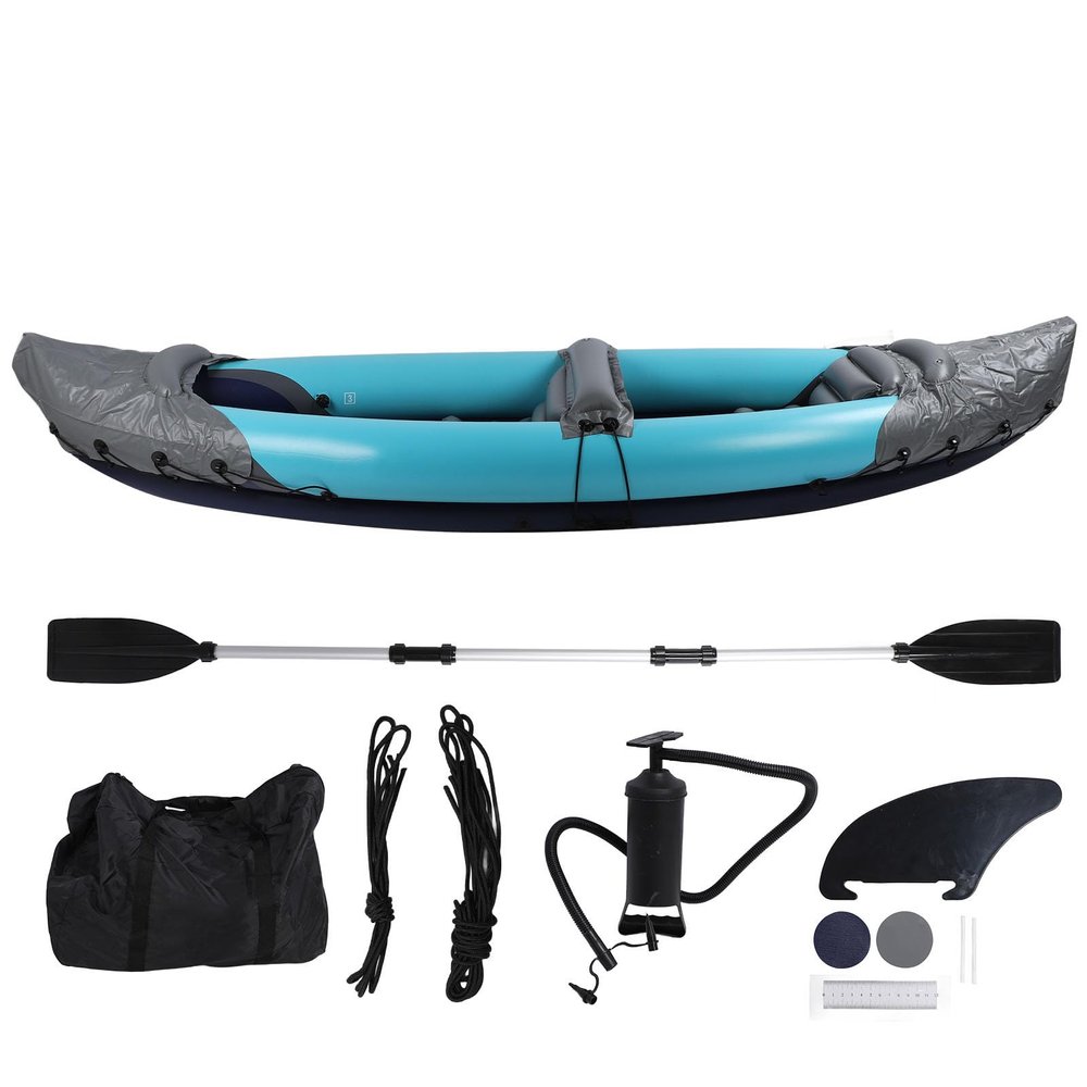 Focket Fockets6439yowvq-11 2 Person Touring Kayak, Blue, PVC, 108in, Inflatable with Seat, Paddle, Pump & Carry Bag, Fishing & Family Fun