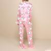 Aonoapll Women Feather Trim Pajama Set Christmas Button Down Tops Pants Lounge Sets Cute Santa 2 Piece Sleepwear Nightwear(Bright Pink,Large) view 3