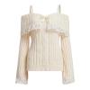 Adoeren Women Off Shoulder Sweater Cute Long Sleeve Lace Trim Knit Top Fall Fashion Y2k Knitted Pullover Jumper Fairycore(Basic Beige,XL) view 1