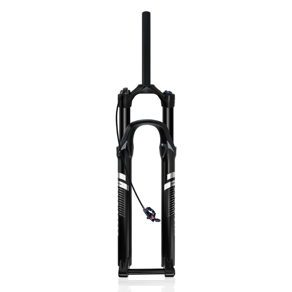 MLIKYRGK 27.5/29In Mountain Bike Air Suspension Fork Boost Thru Axle 15 * 110mm Front Fork 90mm Travel Straight/Tapered Tube Manual/Remote Lockout Rebound Adjust Disc Brake(Black,27.5" 1-1/8 RL)