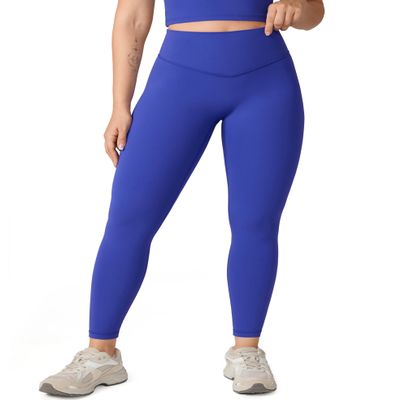 UNISSU Hugcurve No Front Seam High Waisted Workout Leggings for Women Buttery Soft Yoga Pants Gym Athletic Tights - 25'' Royal Blues Large