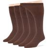 7BigStars Men Diabetic Loose Dress Seamless Cotton Mid Calf Socks - 5 Pack Large - Solid Casual - Sock Size 10-13 Shoe Size 9-12 L Brown
