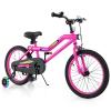 BABY JOY Lighted Kids Bike, 18 Inch LED Lighted Frame Children Bicycle with Headlight, Adjustable Seat, Training Wheels, Coaster Brake & Handbrake, Girls Boys Bike for 4-8 Years (Pink) view 1