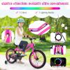BABY JOY Lighted Kids Bike, 18 Inch LED Lighted Frame Children Bicycle with Headlight, Adjustable Seat, Training Wheels, Coaster Brake & Handbrake, Girls Boys Bike for 4-8 Years (Pink) view 2