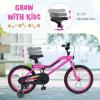 BABY JOY Lighted Kids Bike, 18 Inch LED Lighted Frame Children Bicycle with Headlight, Adjustable Seat, Training Wheels, Coaster Brake & Handbrake, Girls Boys Bike for 4-8 Years (Pink) view 3