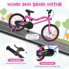 BABY JOY Lighted Kids Bike, 18 Inch LED Lighted Frame Children Bicycle with Headlight, Adjustable Seat, Training Wheels, Coaster Brake & Handbrake, Girls Boys Bike for 4-8 Years (Pink) view 4