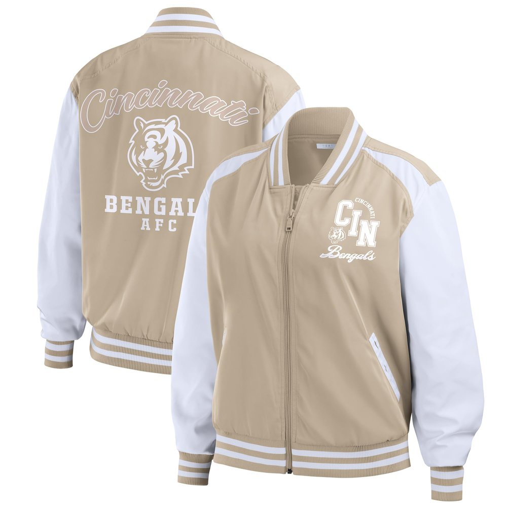 WEAR by Erin Andrews Women's Tan Cincinnati Bengals Tonal Full-Zip Bomber Jacket