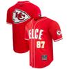 Pro Standard Men's Travis Kelce Red Kansas City Chiefs Mesh Button-Up Baseball Jersey view 1