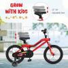 BABY JOY Lighted Kids Bike, 16 Inch LED Lighted Frame Children Bicycle with Headlight, Adjustable Seat, Training Wheels, Coaster Brake & Handbrake, Girls Boys Bike for 4-7 Years (Red) view 3