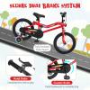 BABY JOY Lighted Kids Bike, 16 Inch LED Lighted Frame Children Bicycle with Headlight, Adjustable Seat, Training Wheels, Coaster Brake & Handbrake, Girls Boys Bike for 4-7 Years (Red) view 4