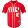Pro Standard Men's Travis Kelce Red Kansas City Chiefs Mesh Button-Up Baseball Jersey view 2