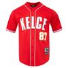Pro Standard Men's Travis Kelce Red Kansas City Chiefs Mesh Button-Up Baseball Jersey view 4