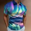 Northern Lights Mens Polo Shirts Short Sleeve Golf Shirt Golf Tees Slim Fit Athletic Work T-Shirt S view 2