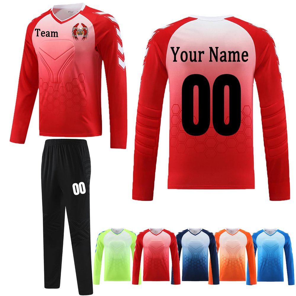Custom Goalkeeper Jersey Elbow Padded Youth Adult Soccer Goalie Jersey Padded Personalized Name Number Team Logo