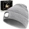 VIBELITE LED Beanie Hat with Light, USB Rechargeable LED Headlamp for Hiking, Camping, Valentines Day Gifts for Him, Men, Teen Boys, Husband, Women, Boyfriend, Grey view 1