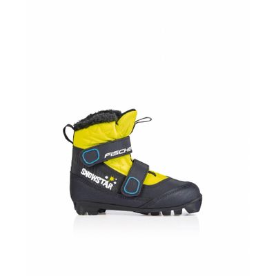 Fischer Junior Snowstar Nordic Ski Boots - Warm Insulated Weatherproof Junior Fit Winter Sports Cross-Country Ski Boots, Black/Yellow, 27