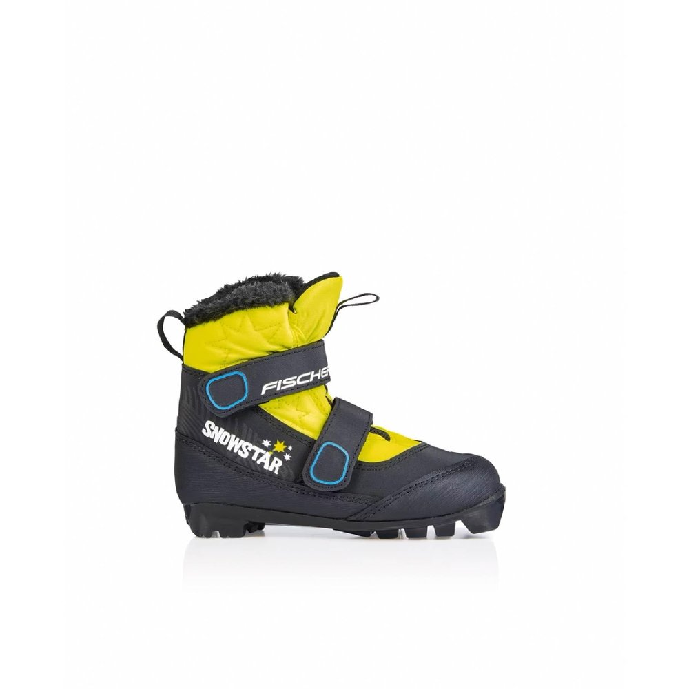 Fischer Junior Snowstar Nordic Ski Boots - Warm Insulated Weatherproof Junior Fit Winter Sports Cross-Country Ski Boots, Black/Yellow, 27