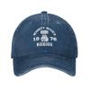 Mighty Mick's Boxing Gym 1976 Funny Dad Hat Men Women Distressed Washed Denim Cowboy Baseball Cap Navy Blue view 2