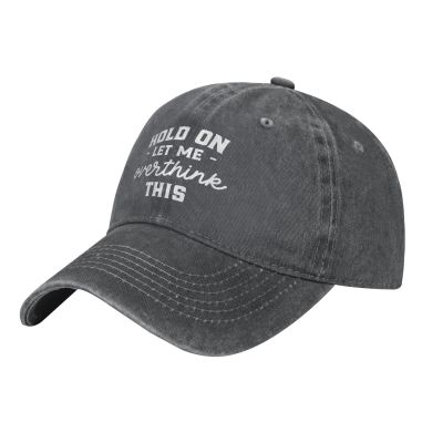 Hang On Funny Dad Hat Men Women Distressed Washed Denim Cowboy Baseball Cap Deep Heather