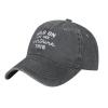 Hang On Funny Dad Hat Men Women Distressed Washed Denim Cowboy Baseball Cap Deep Heather view 1