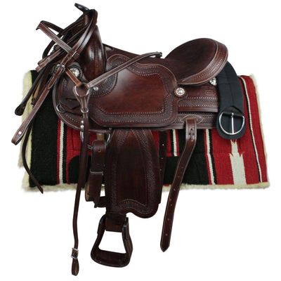 AD Saddlery Western Barrel Racing Horse Saddles Handmade Premium Leather Comfort for Horses Trail Equestrian Tooled Carved Horse Saddle for Riding Size: 10"-18" inches Seat MO99 (11.5)