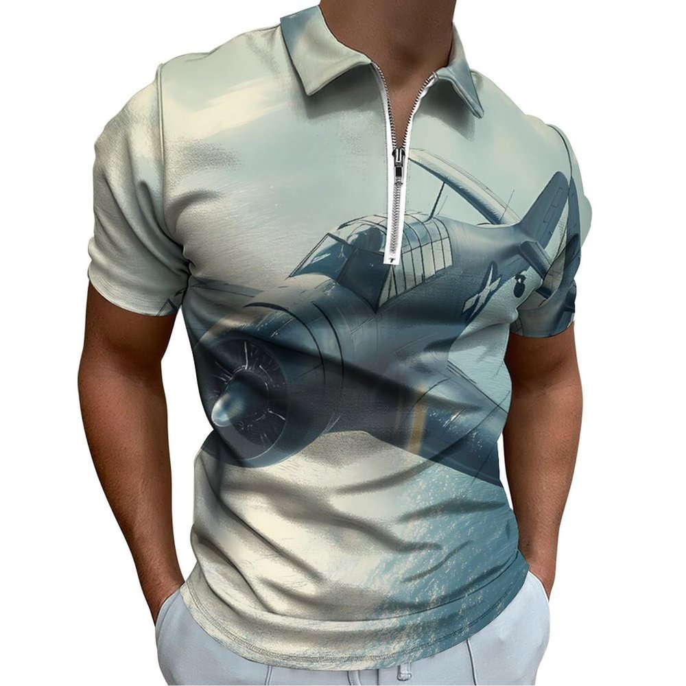 Airplane Aviation Mens Polo Shirts Short Sleeve Golf Shirt Golf Tees Slim Fit Athletic Work T-Shirt XL