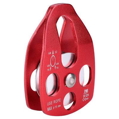 Restokki Outdoor Portable Aviation Aluminum Side Plate Climbing Single Sheave Fixed Pulley for Climbing Rescue High Altitude Brakedown