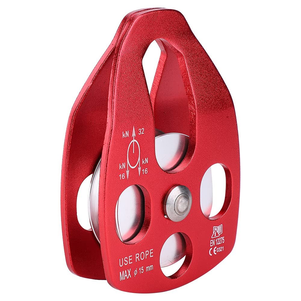 Restokki Outdoor Portable Aviation Aluminum Side Plate Climbing Single Sheave Fixed Pulley for Climbing Rescue High Altitude Brakedown