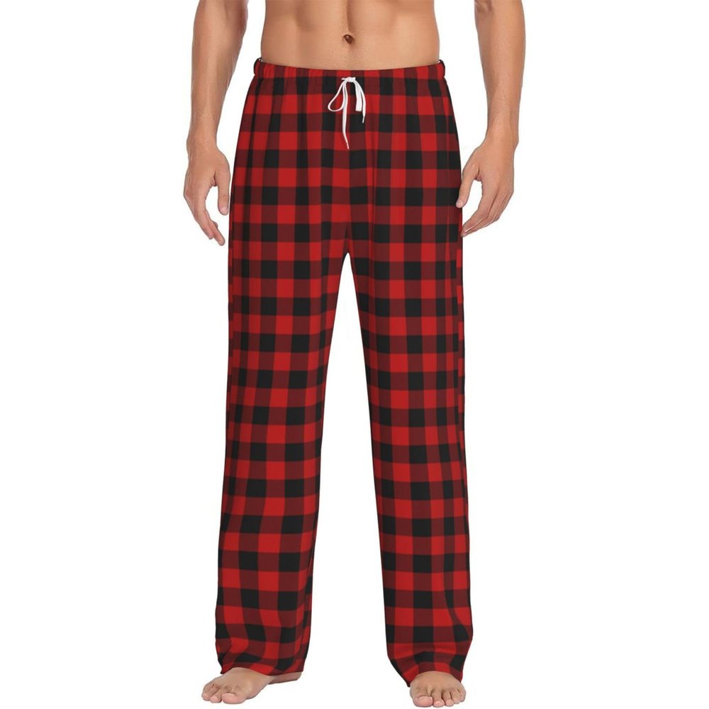 Christmas Pajama Pants Red Buffalo Funny PJ Pant for Men Women Matching Couples Unisex