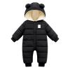 KAGAYD Baby Boys Girls Snowsuits Newborn Winter Warm Solid 1 Piece Outfits Infants Bear Hooded (Black, 12-18 Months) view 1