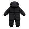 KAGAYD Baby Boys Girls Snowsuits Newborn Winter Warm Solid 1 Piece Outfits Infants Bear Hooded (Black, 12-18 Months) view 3
