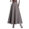 Womens Plaid Wool Long Skirt Vintage High Waist A-line Fall/Winter Midi Skirt Black 3XL view 1