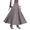 Womens Plaid Wool Long Skirt Vintage High Waist A-line Fall/Winter Midi Skirt Black 3XL view 2