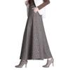 Womens Plaid Wool Long Skirt Vintage High Waist A-line Fall/Winter Midi Skirt Black 3XL view 3