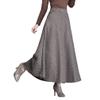 Womens Plaid Wool Long Skirt Vintage High Waist A-line Fall/Winter Midi Skirt Black 3XL view 4
