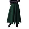 Womens Plaid Wool Long Skirt Vintage High Waist A-line Fall/Winter Midi Skirt Dark Green M view 1