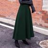 Womens Plaid Wool Long Skirt Vintage High Waist A-line Fall/Winter Midi Skirt Dark Green M view 2