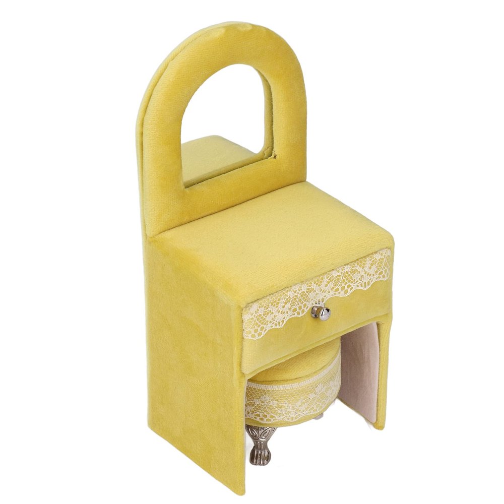 Miniature Dollhouse Sofa Chair Jewelry Box, Cream Yellow Furniture for Jewelry Holding, Miniature Arts and Doll House Decoration (Dressing Table(7 X 3.1 X 2.6in))