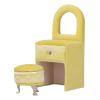 Miniature Dollhouse Sofa Chair Jewelry Box, Cream Yellow Furniture for Jewelry Holding, Miniature Arts and Doll House Decoration (Dressing Table(7 X 3.1 X 2.6in)) view 4