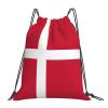 Danish Flag Print Drawstring Bags Gym Backpack, Sports Sack For Men Women, Travel Beach Swim Cinch Bag view 1
