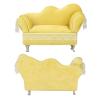 LUCKDANO Miniature Dollhouse Sofa Chair Jewelry Box, Cream Yellow Furniture for Jewelry Holding, Miniature Arts and Doll House Decoration (Chaise Longue(7.1 X 5.1 X 2.8in)) view 4