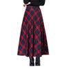 Womens Plaid Wool Long Skirt Vintage High Waist A-line Fall/Winter Midi Skirt Red 3XL view 1
