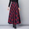 Womens Plaid Wool Long Skirt Vintage High Waist A-line Fall/Winter Midi Skirt Red 3XL view 2