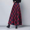 Womens Plaid Wool Long Skirt Vintage High Waist A-line Fall/Winter Midi Skirt Red 3XL view 3