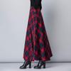 Womens Plaid Wool Long Skirt Vintage High Waist A-line Fall/Winter Midi Skirt Red 3XL view 4