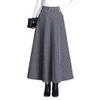 Womens Plaid Wool Long Skirt Vintage High Waist A-line Fall/Winter Midi Skirt Khaki S view 1