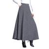 Womens Plaid Wool Long Skirt Vintage High Waist A-line Fall/Winter Midi Skirt Khaki S view 2