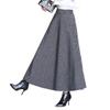 Womens Plaid Wool Long Skirt Vintage High Waist A-line Fall/Winter Midi Skirt Khaki S view 3