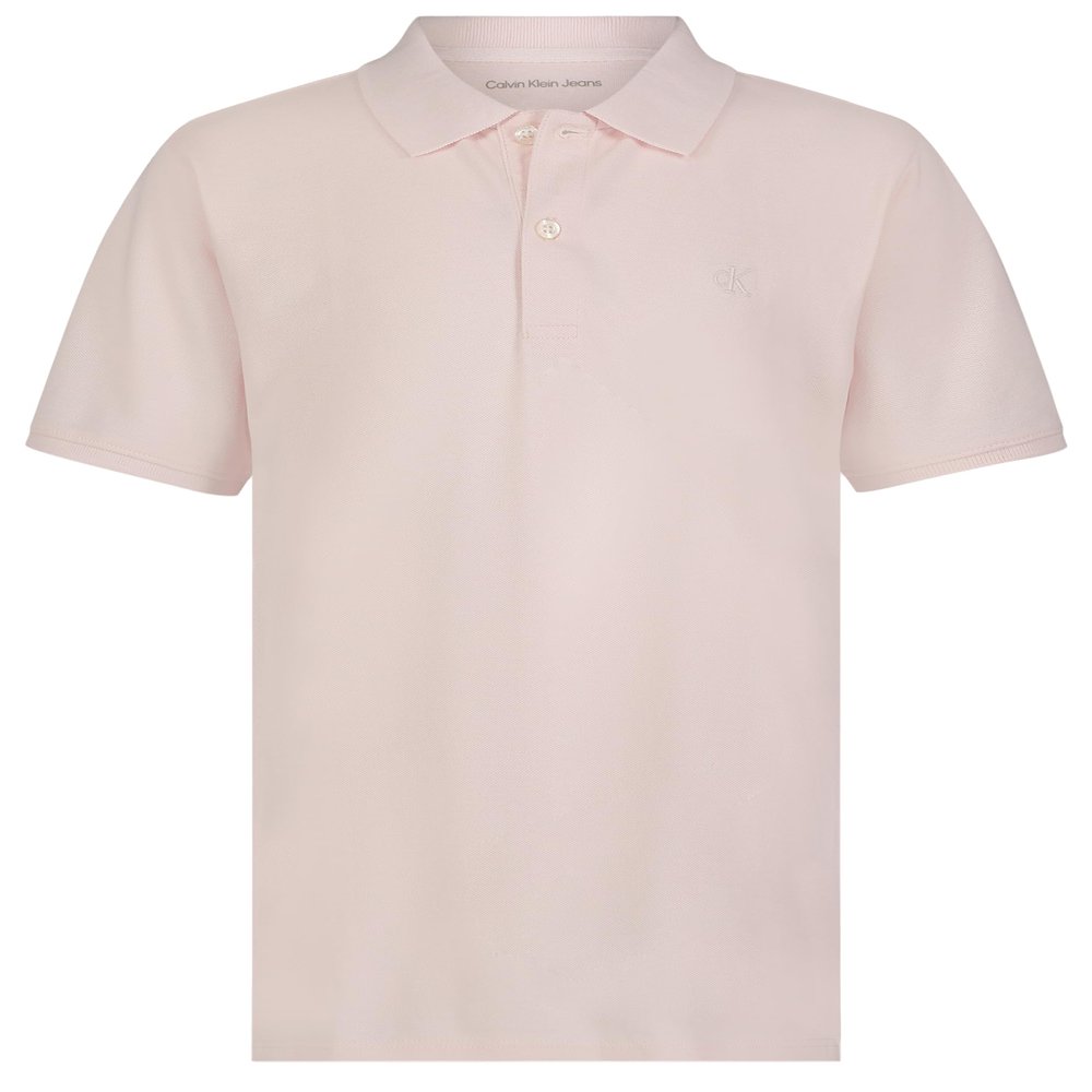 Calvin Klein Boys' Short Sleeve Micro Pique Solid Polo, Button Closure, Soft & Comfortable, Silver Peony, 18-20