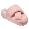 AEROPOSTALE Fuzzy Open Toe Slippers Shoes for Women  Soft Faux Sherpa Fur House Slippers with Memory Foam X Band, Indoor & Outdoor Non-Slip Sole, Design for Bedroom & Lounge (Blush Size 5-6 Small) view 1